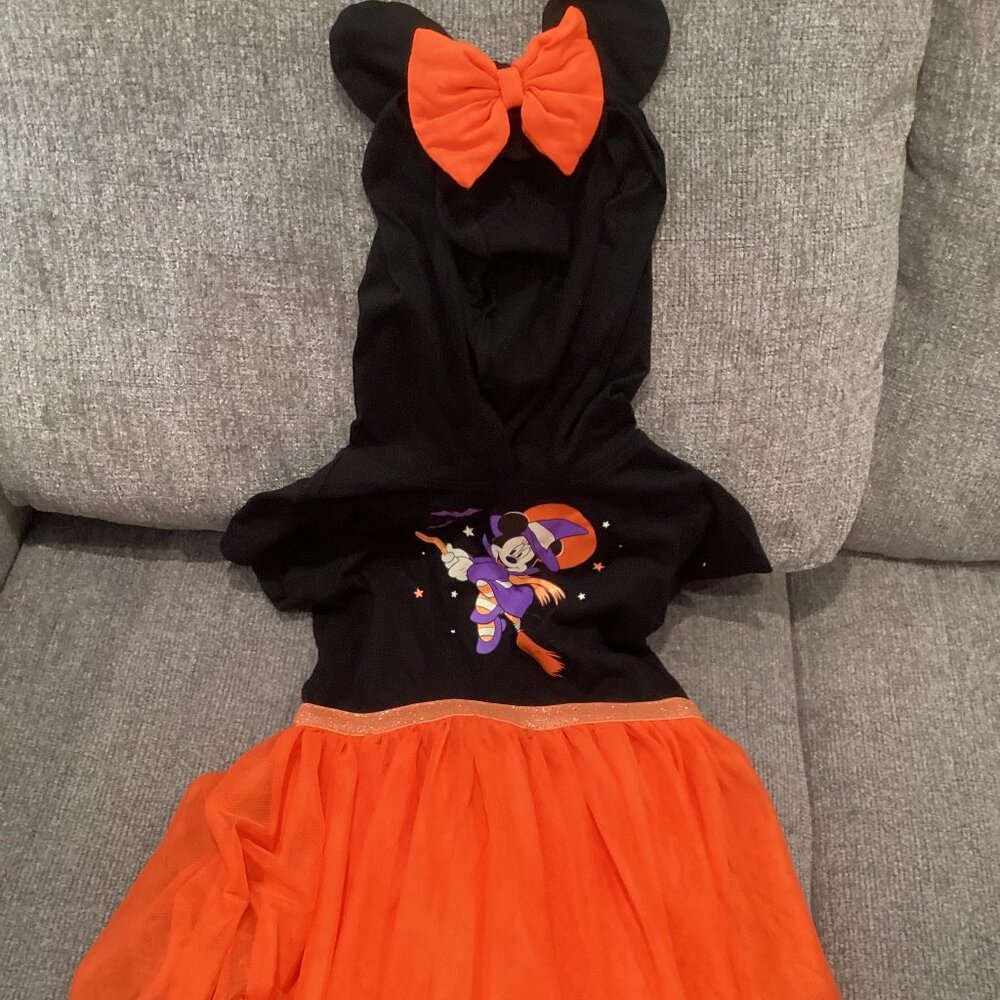 Disney Minnie Mouse Witch Halloween Dress with Hood, Size M (7/8)